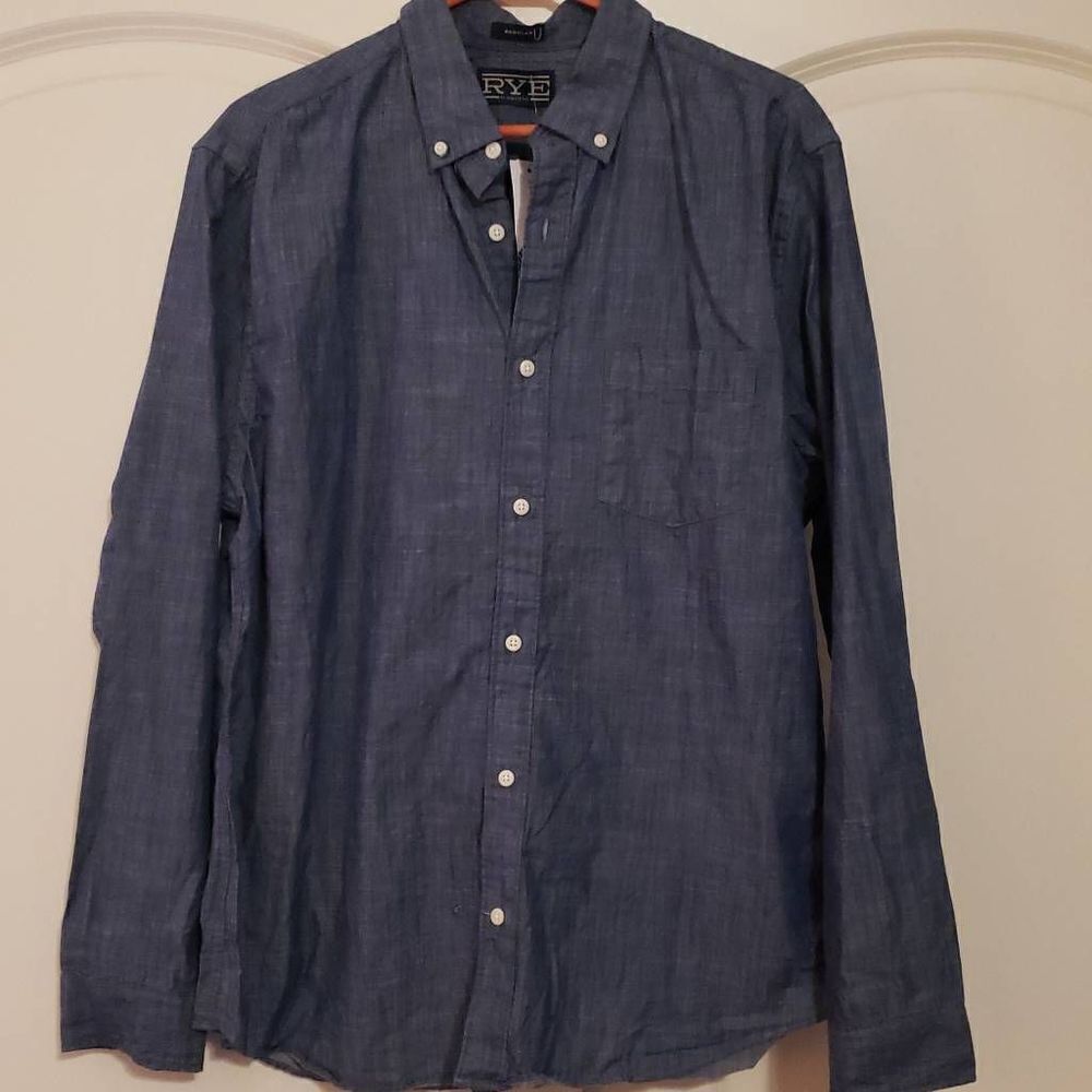 Stitch Fix | Rye by Hawker Rye Mens Silva Garment Wash Blue‎ Distressed Sz L NEW
